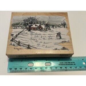 Let It Snow scene landscape rubber stamp Stamps Happen D Morgan wood